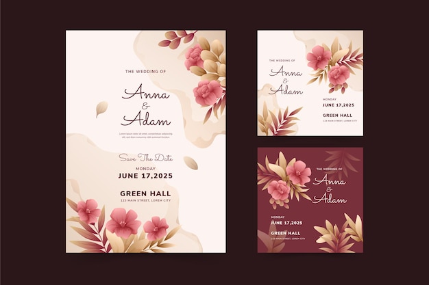 Vector plantilla de invitación de boda hermosa y elegante