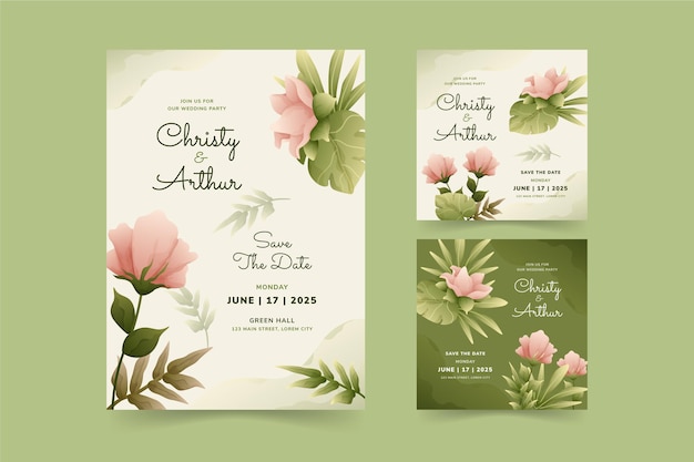 Vector plantilla de invitación de boda hermosa y elegante