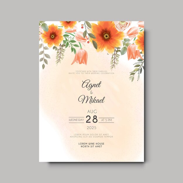 plantilla de invitación de boda hermosa y elegante