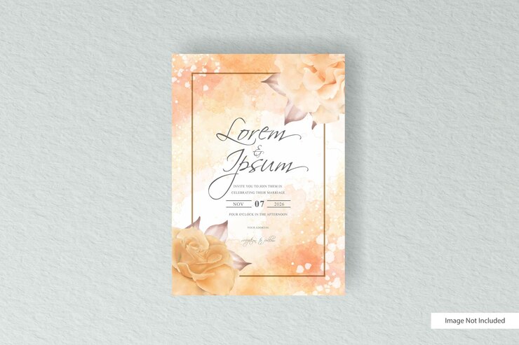 Vector plantilla de invitación de boda minimalista con diseño de salpicaduras de acuarela floral y abstracto dibujado a mano