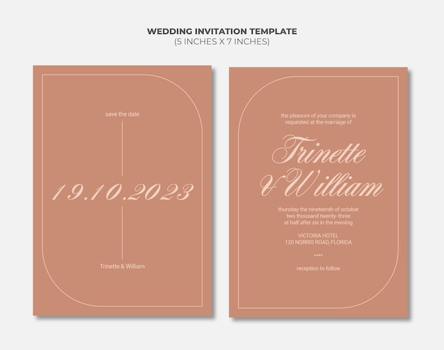 Plantilla de invitación de boda minimalista