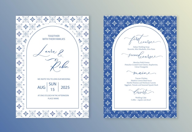 Plantilla de invitación de boda musulmana islámica árabe islámica con arco de mosaico persa elegante