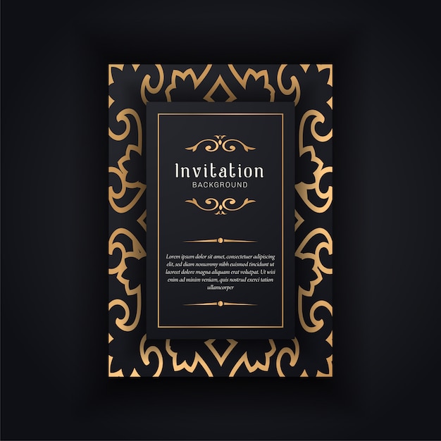 Plantilla de invitación de boda ornamental de oro