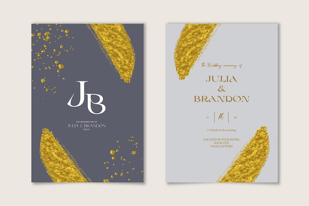 Plantilla de invitación de boda de oro