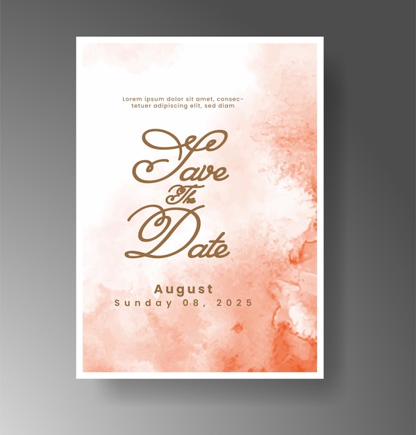 Plantilla de invitación de boda con salpicaduras de acuarela pintadas a mano