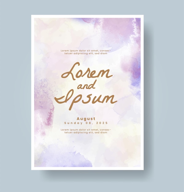 Plantilla de invitación de boda con salpicaduras de acuarela pintadas a mano