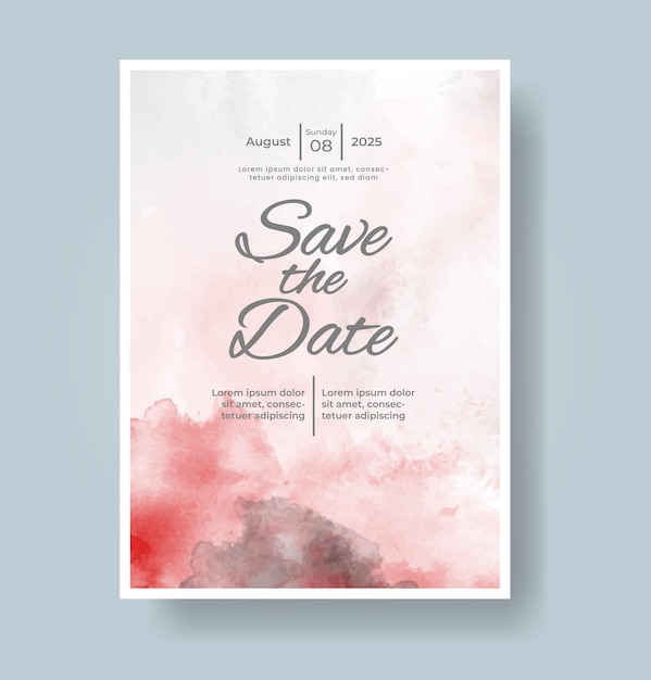 Plantilla de invitación de boda con salpicaduras de acuarela pintadas a mano