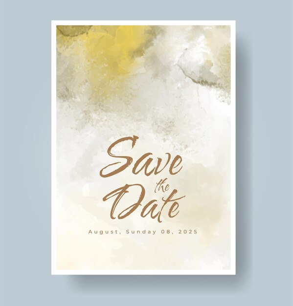 Plantilla de invitación de boda con salpicaduras de acuarela pintadas a mano