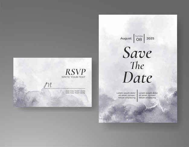 Plantilla de invitación de boda con salpicaduras de acuarela pintadas a mano