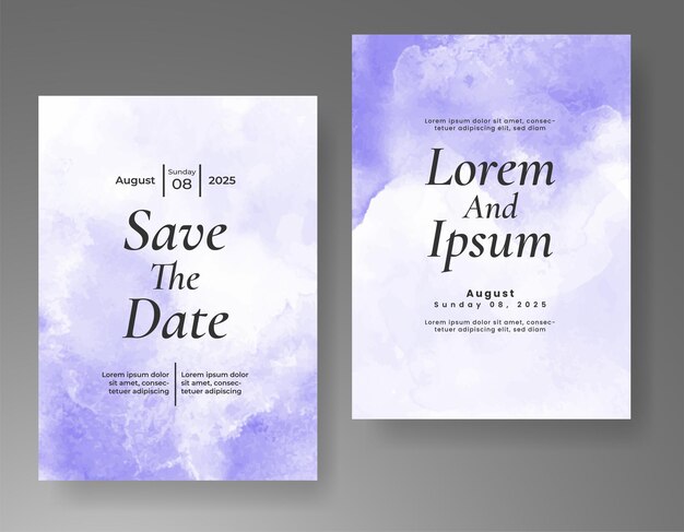 Plantilla de invitación de boda con salpicaduras de acuarela pintadas a mano