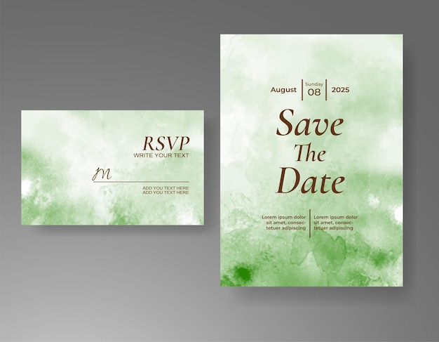 Plantilla de invitación de boda con salpicaduras de acuarela pintadas a mano