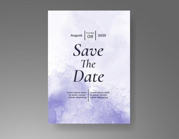 Plantilla de invitación de boda con salpicaduras de acuarela pintadas a mano