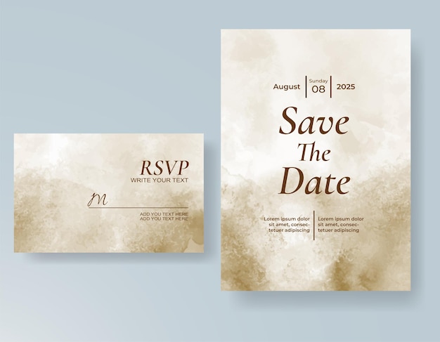 Plantilla de invitación de boda con salpicaduras de acuarela pintadas a mano