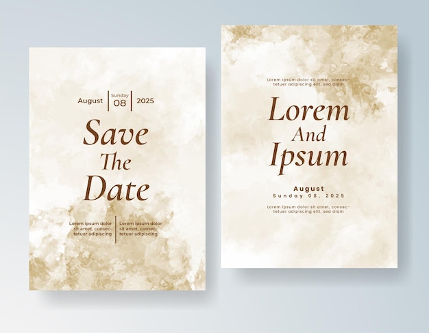 Plantilla de invitación de boda con salpicaduras de acuarela pintadas a mano