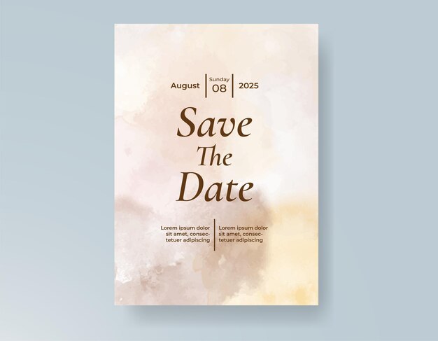 Plantilla de invitación de boda con salpicaduras de acuarela pintadas a mano
