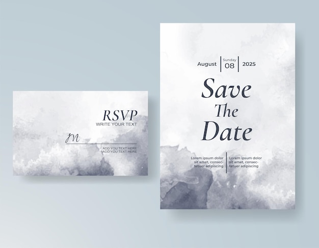 Plantilla de invitación de boda con salpicaduras de acuarela pintadas a mano