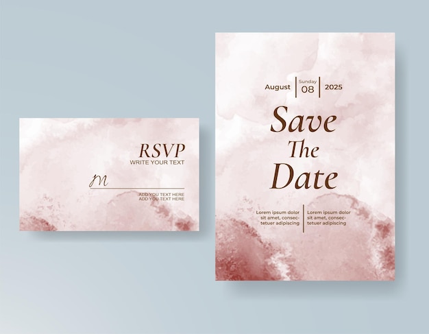 Plantilla de invitación de boda con salpicaduras de acuarela pintadas a mano