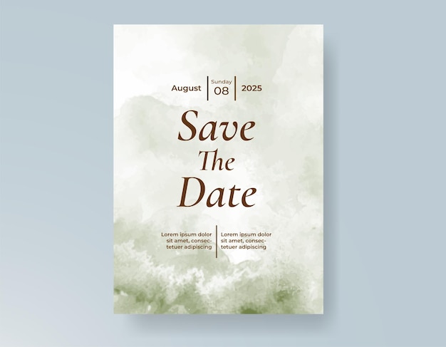 Plantilla de invitación de boda con salpicaduras de acuarela pintadas a mano