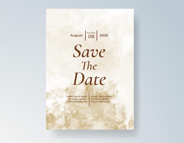 Plantilla de invitación de boda con salpicaduras de acuarela pintadas a mano