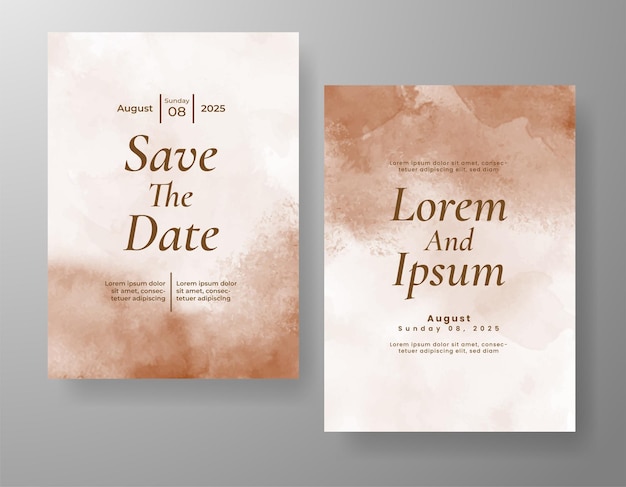 Plantilla de invitación de boda con salpicaduras de acuarela pintadas a mano