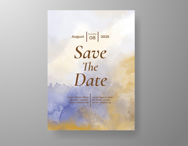 Plantilla de invitación de boda con salpicaduras de acuarela pintadas a mano