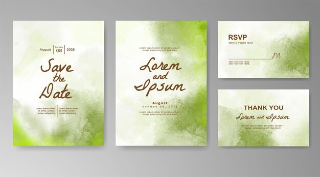 Plantilla de invitación de boda con salpicaduras de acuarela pintadas a mano