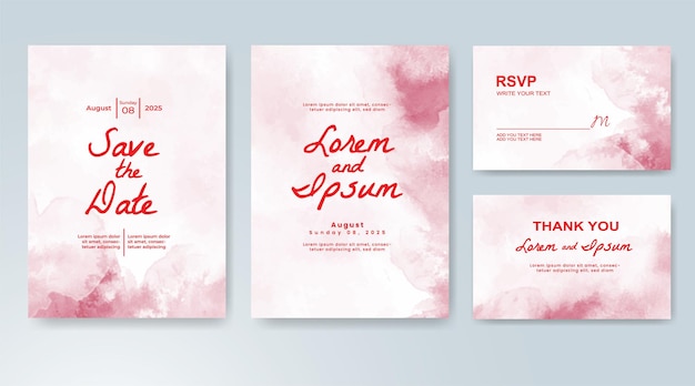 Plantilla de invitación de boda con salpicaduras de acuarela pintadas a mano
