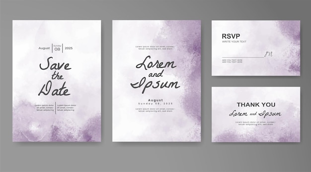 Plantilla de invitación de boda con salpicaduras de acuarela pintadas a mano