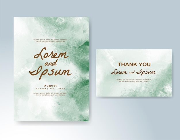 Plantilla de invitación de boda con salpicaduras de acuarela pintadas a mano