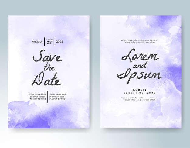 Plantilla de invitación de boda con salpicaduras de acuarela pintadas a mano