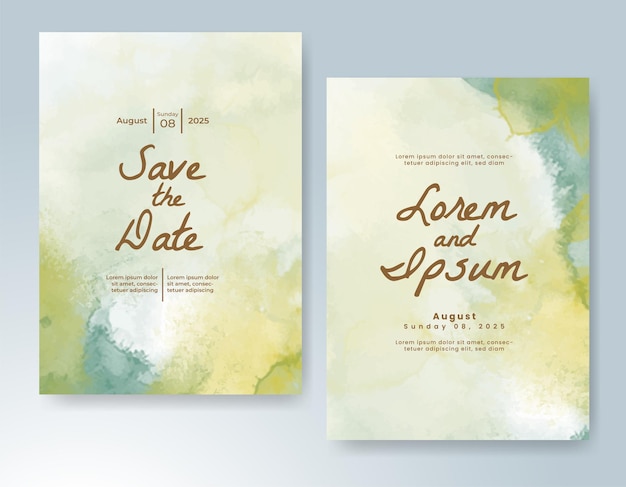 Plantilla de invitación de boda con salpicaduras de acuarela pintadas a mano