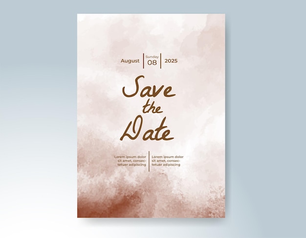 Plantilla de invitación de boda con salpicaduras de acuarela pintadas a mano