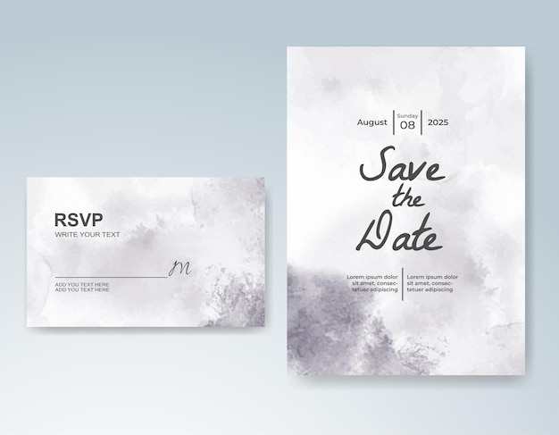 Plantilla de invitación de boda con salpicaduras de acuarela pintadas a mano