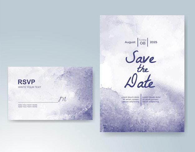 Plantilla de invitación de boda con salpicaduras de acuarela pintadas a mano