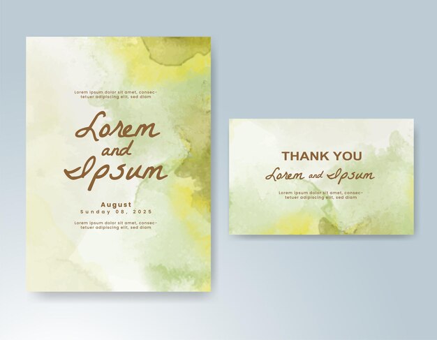 Plantilla de invitación de boda con salpicaduras de acuarela pintadas a mano