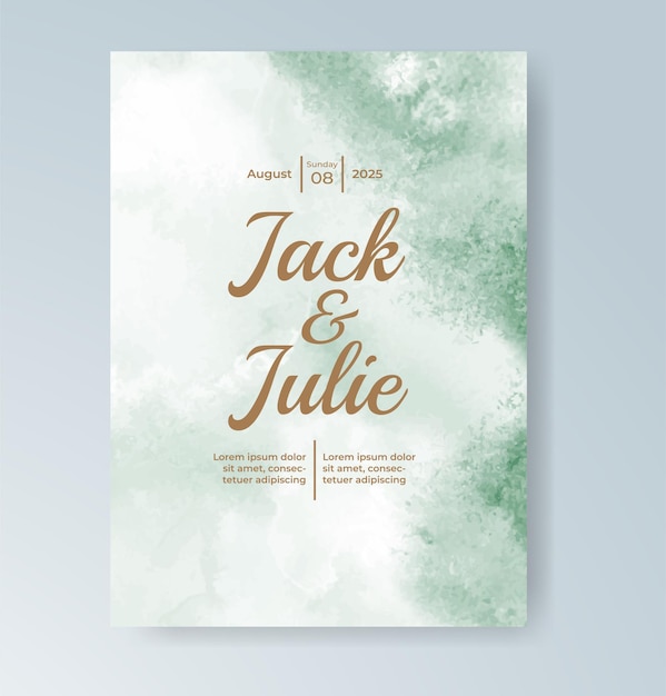 Plantilla de invitación de boda con salpicaduras de acuarela pintadas a mano