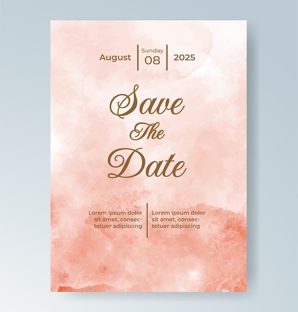 Plantilla de invitación de boda con salpicaduras de acuarela pintadas a mano