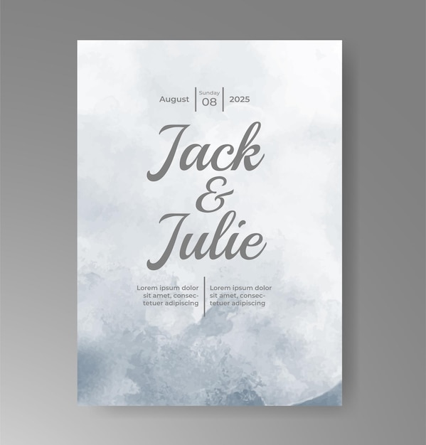 Plantilla de invitación de boda con salpicaduras de acuarela pintadas a mano