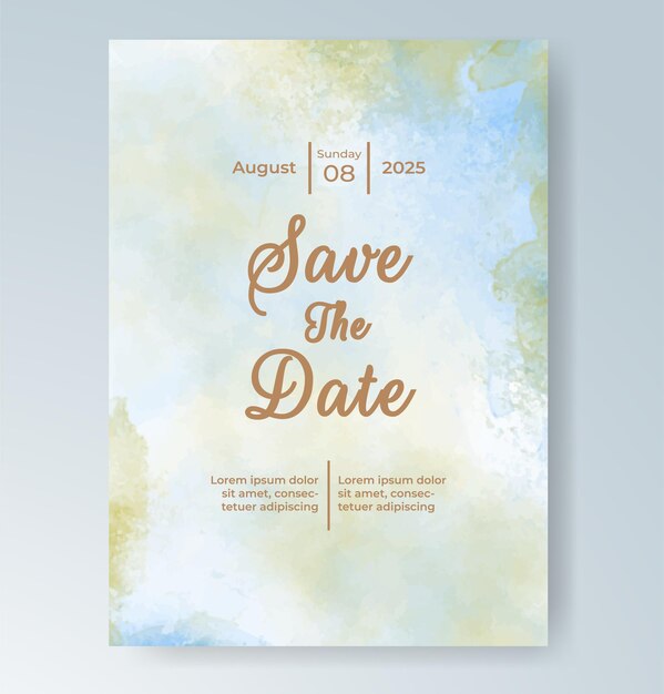 Plantilla de invitación de boda con salpicaduras de acuarela pintadas a mano