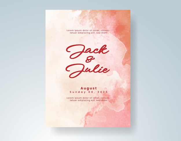 Plantilla de invitación de boda con salpicaduras de acuarela pintadas a mano