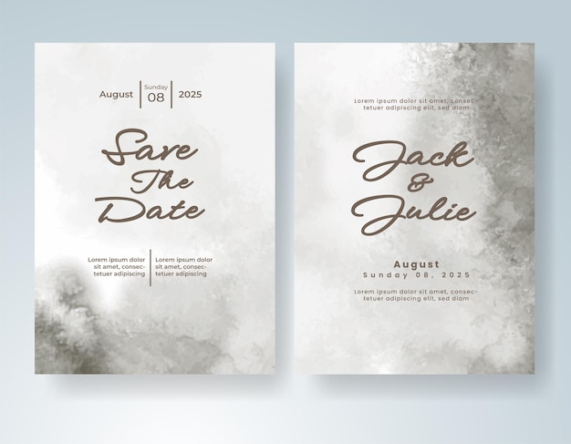 Plantilla de invitación de boda con salpicaduras de acuarela pintadas a mano