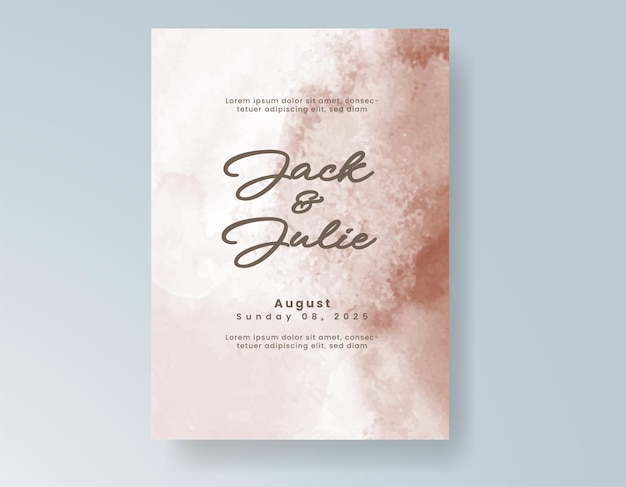 Plantilla de invitación de boda con salpicaduras de acuarela pintadas a mano
