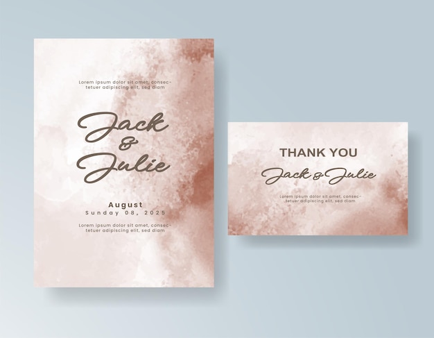 Plantilla de invitación de boda con salpicaduras de acuarela pintadas a mano