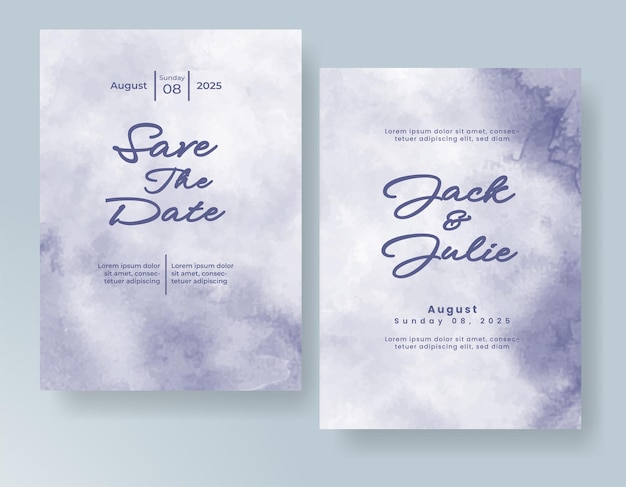 Plantilla de invitación de boda con salpicaduras de acuarela pintadas a mano