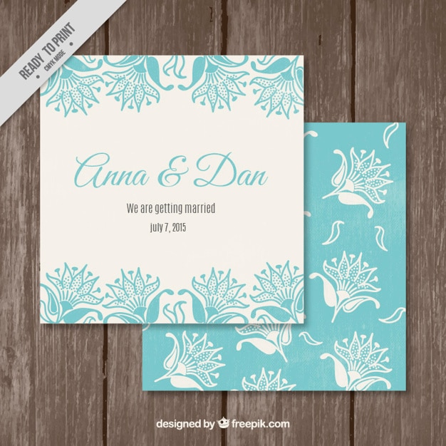 Vector plantilla de invitación de boda turquesa elegante