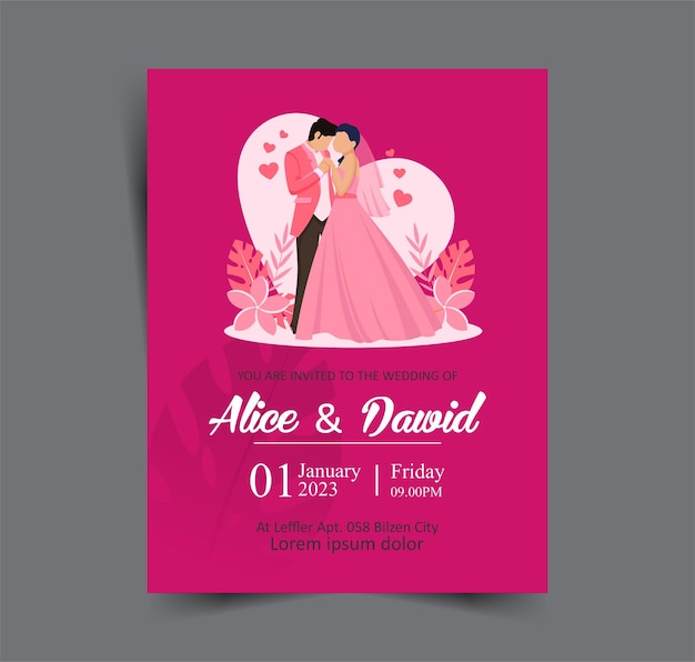 Plantilla de invitación de boda vectorial