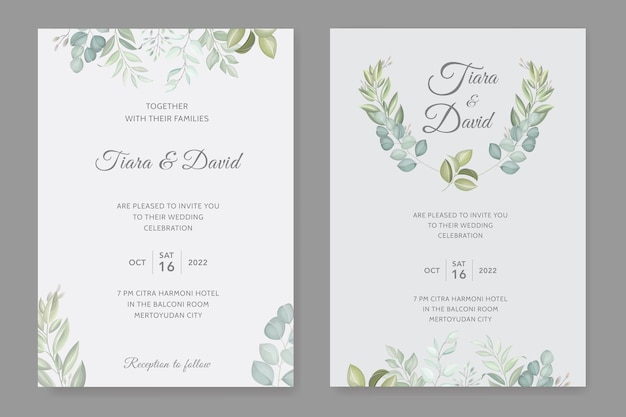 Plantilla de invitación de boda verde