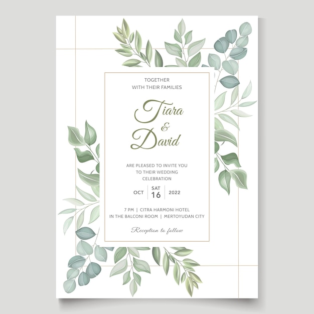 Plantilla de invitación de boda verde