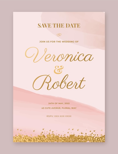 Vector plantilla de invitación de boda