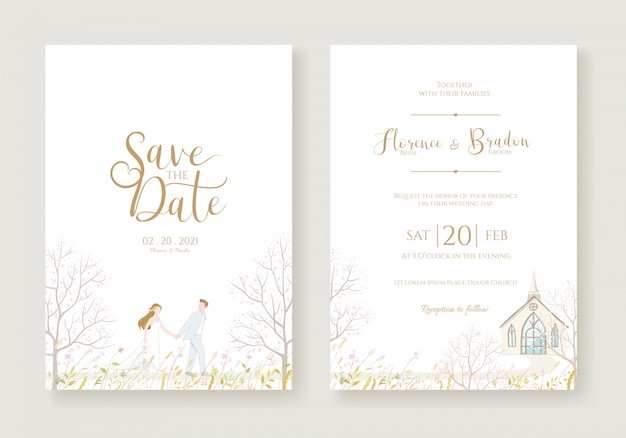 Plantilla de invitación de boda.